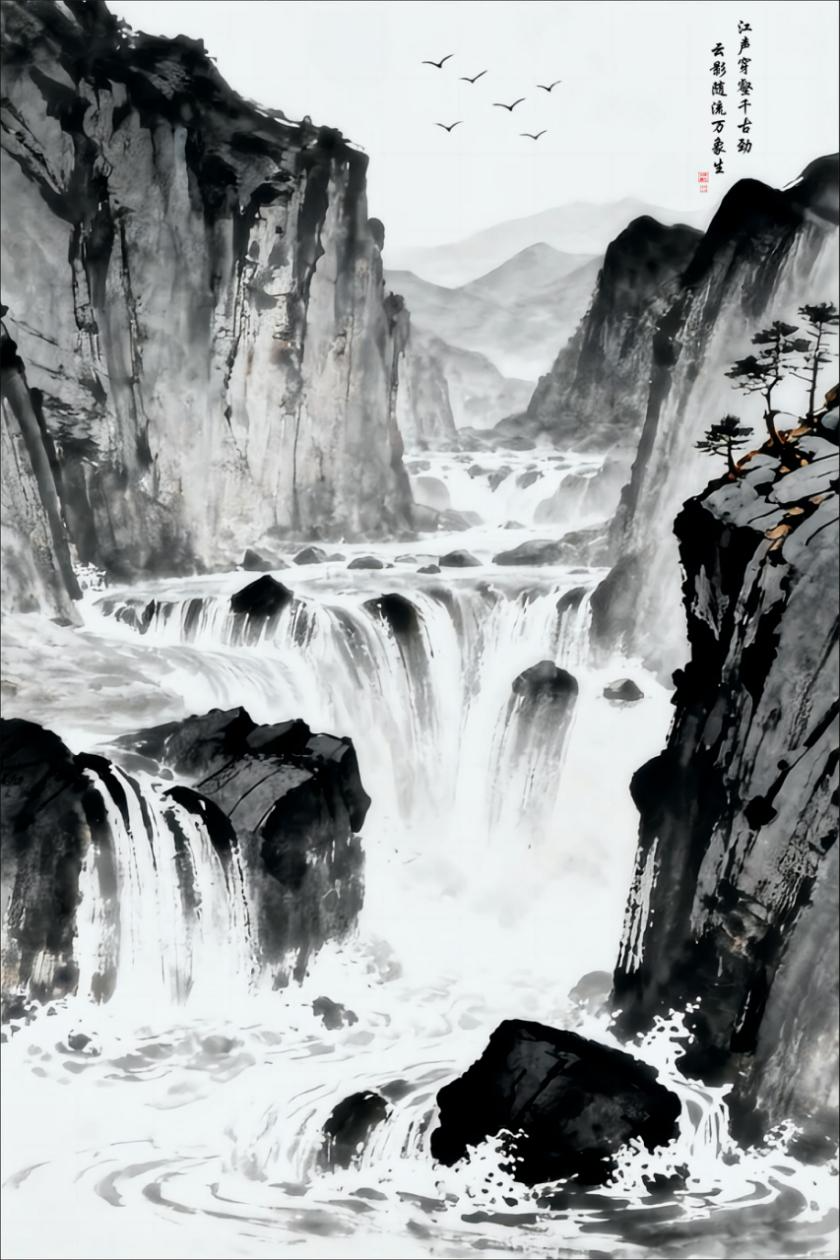 The River Carves Through Stone, flat artwork, 2:3 (22×33) print ratio