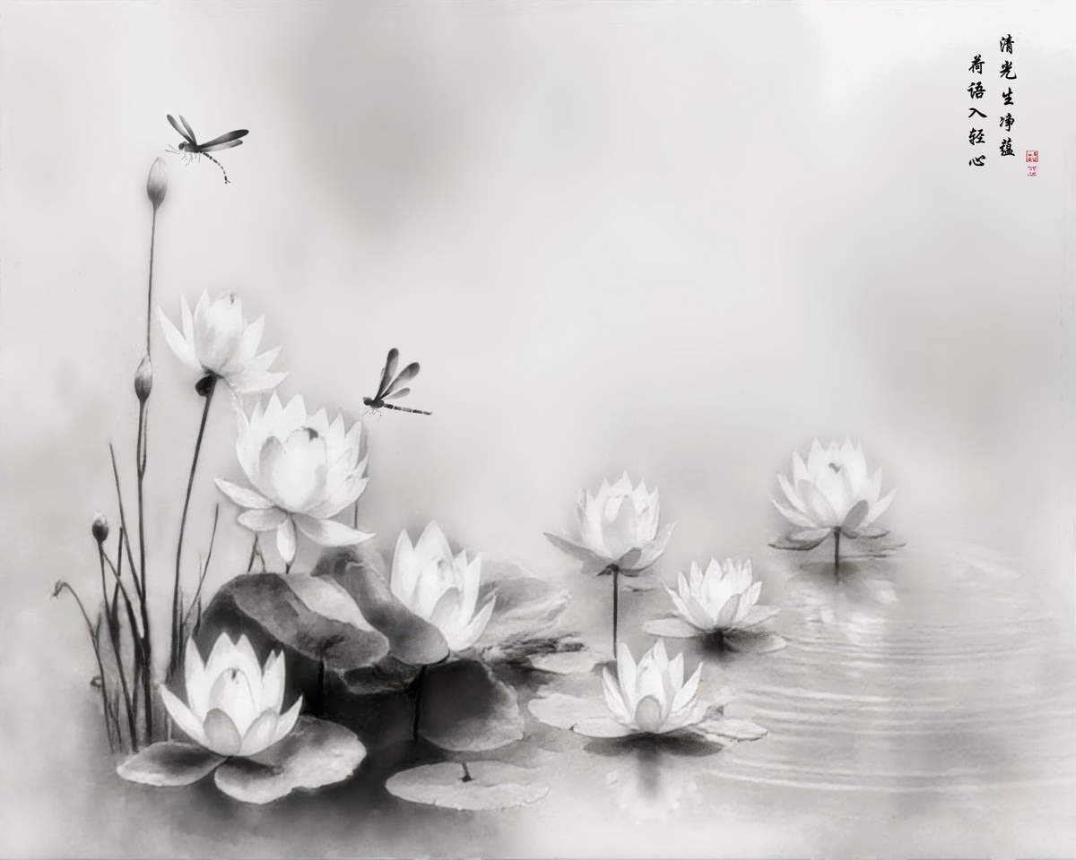 Lotus Grace Clear Light, flat artwork, 4:5 (24×30) print ratio