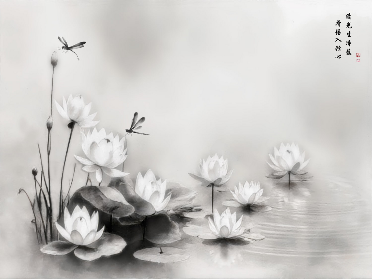 Lotus Grace Clear Light, flat artwork, 4:3 (24×32) print ratio