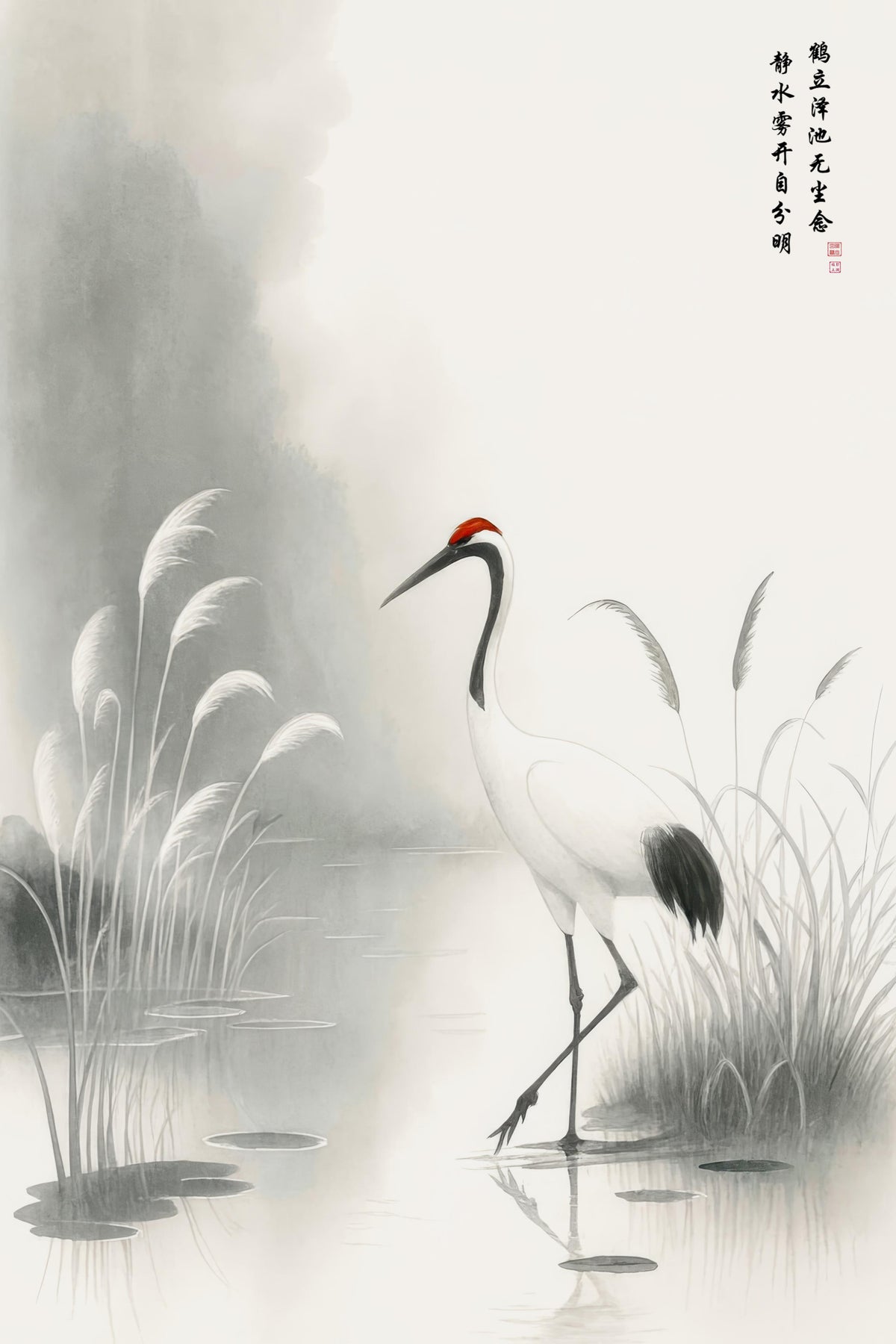 LMIA-062 《鹤立静水》 · Crane by Still Waters